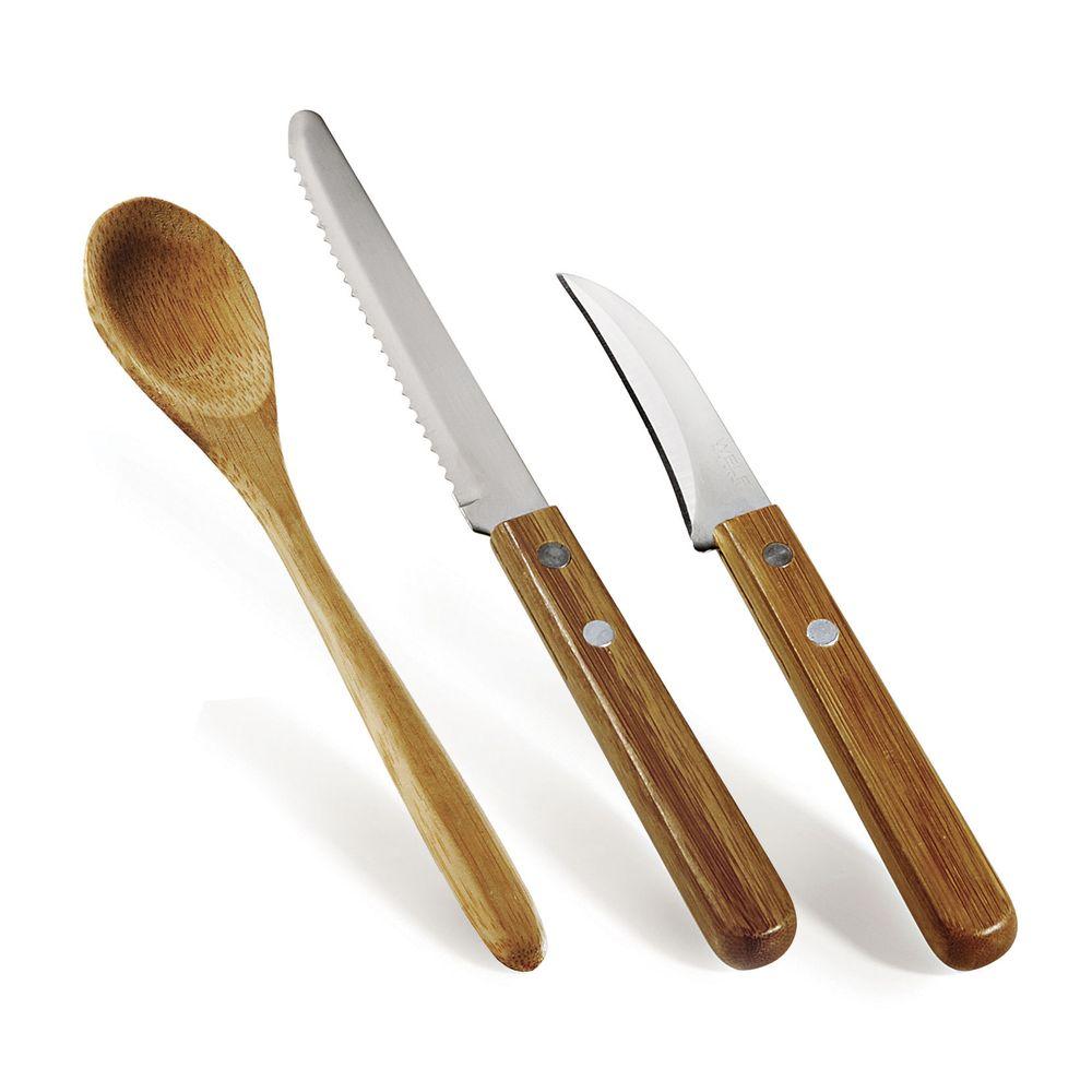 Conjunto De Utensílios Inox/Bambu Special Line - 3 Pçs Welf - 1