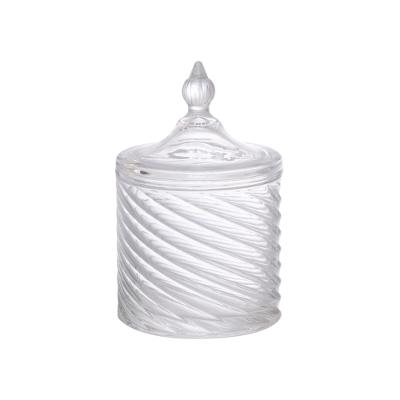 Potiche Decorado Em Vidro Transparente 15,5cm - Hauskraft