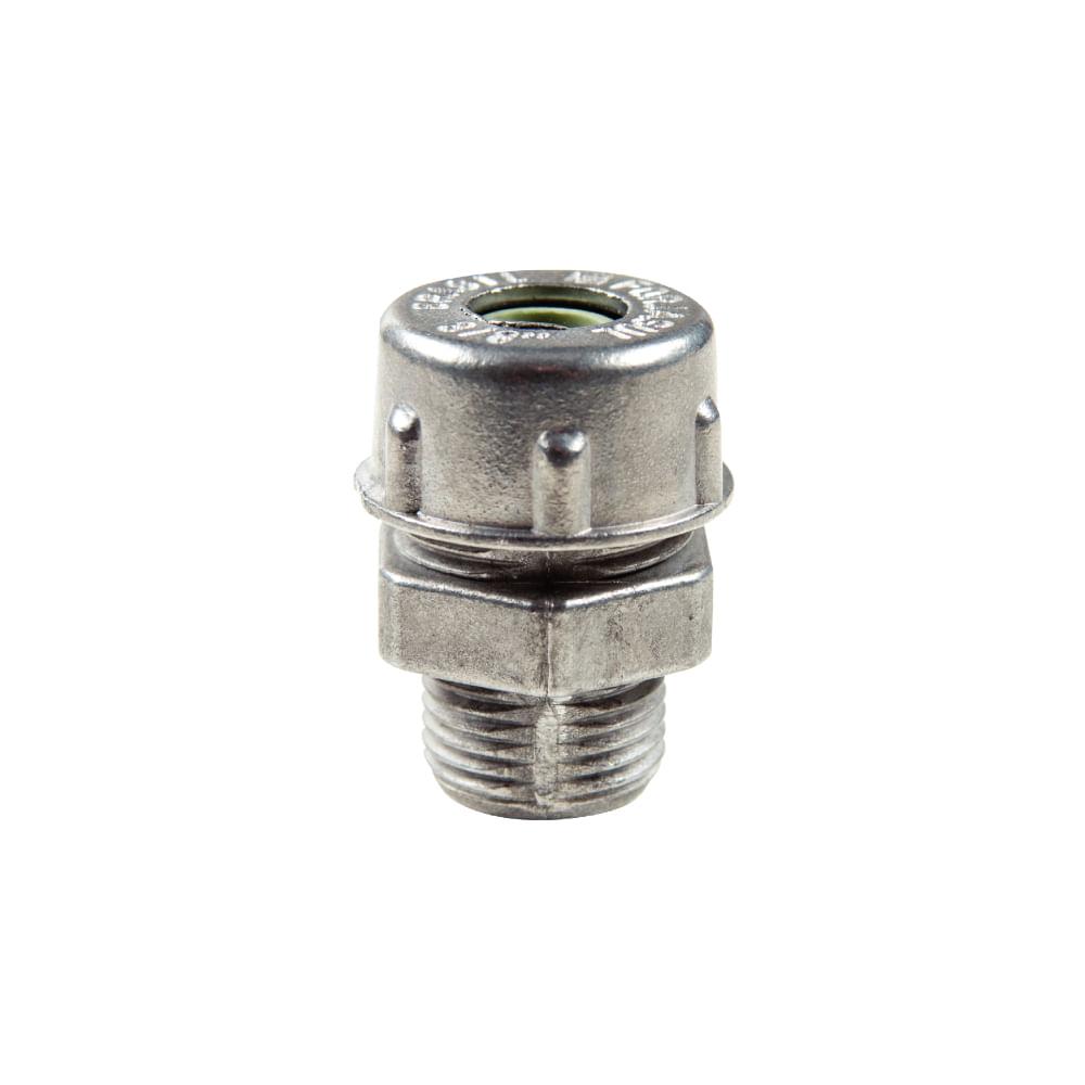Conector prensa-cabo 3/8 em alumínio - bucha na cor cinza - 1