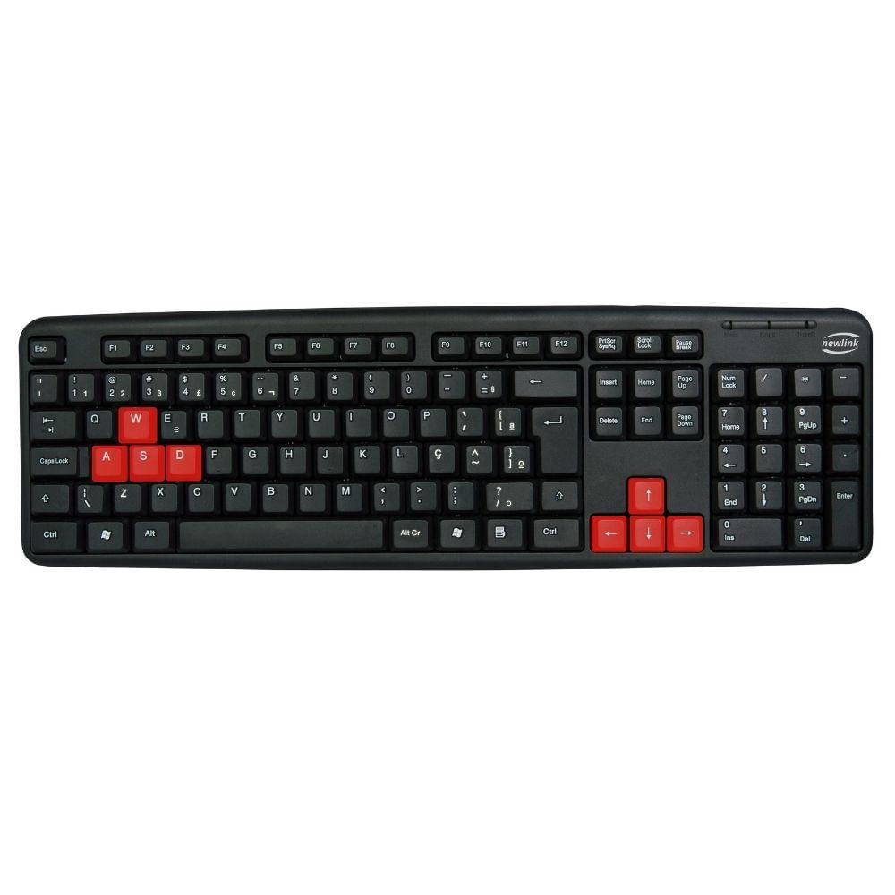 Teclado Gamer Iniciante Usb Newlik Level Tc308 Preto/Vermelho - 1