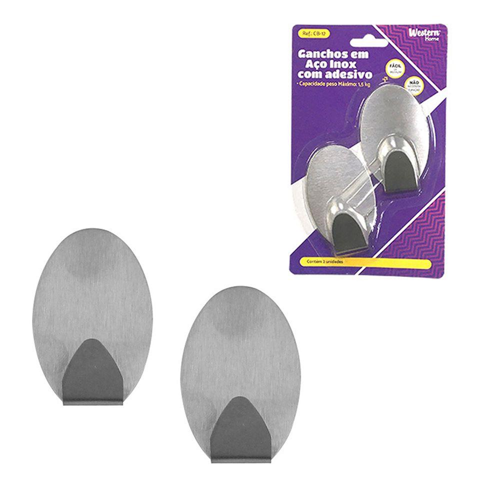 Gancho Inox Oval Grande Jogo 2 Peças Western Home - 1