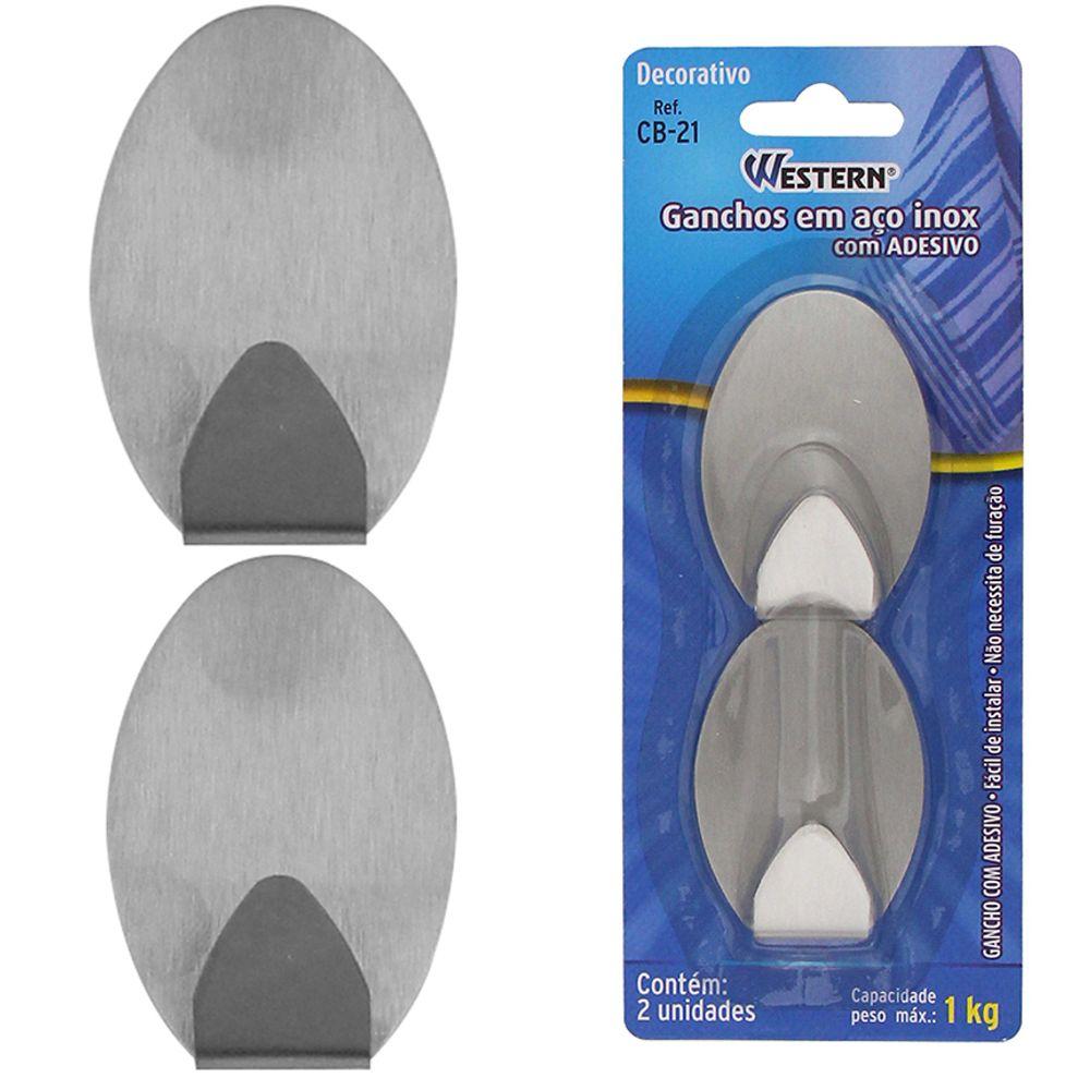 Gancho Inox Oval Jogo 2 Peças Western Home - 1