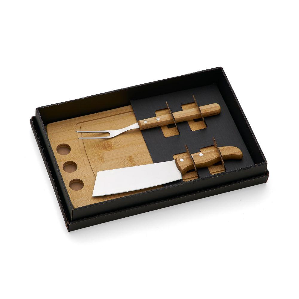 Kit Para Churrasco / Cozinha Em Bambu/Inox - 3 Pçs Welf - 2