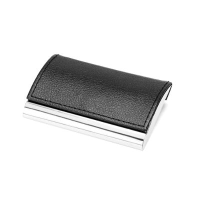 Porta-Cartão Em Metal Cromado E Material Sintético Preto Welf