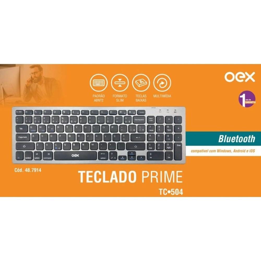 Teclado Bluetooth Oex Tc504 Preto Com Prata - 2