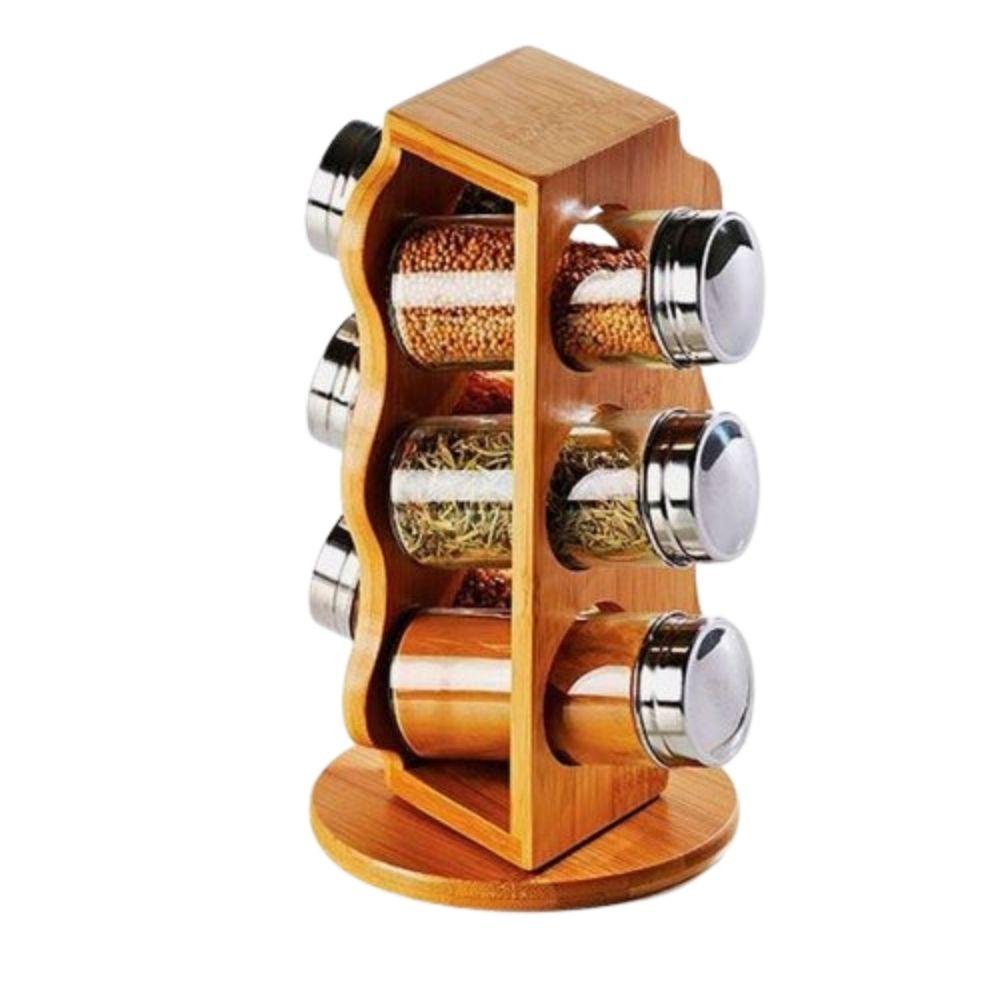 Porta Condimentos Welf Bambu Base Giratória 7 Peças - 1