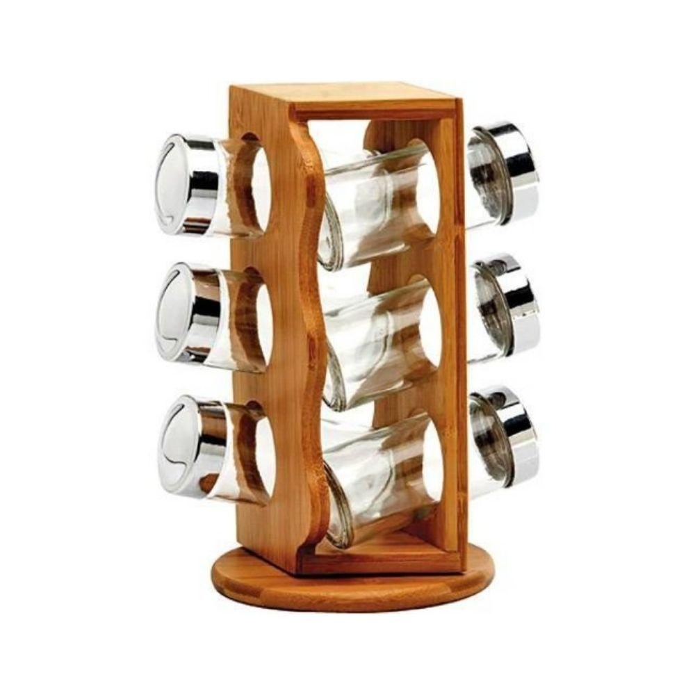 Porta Condimentos Welf Bambu Base Giratória 7 Peças - 2