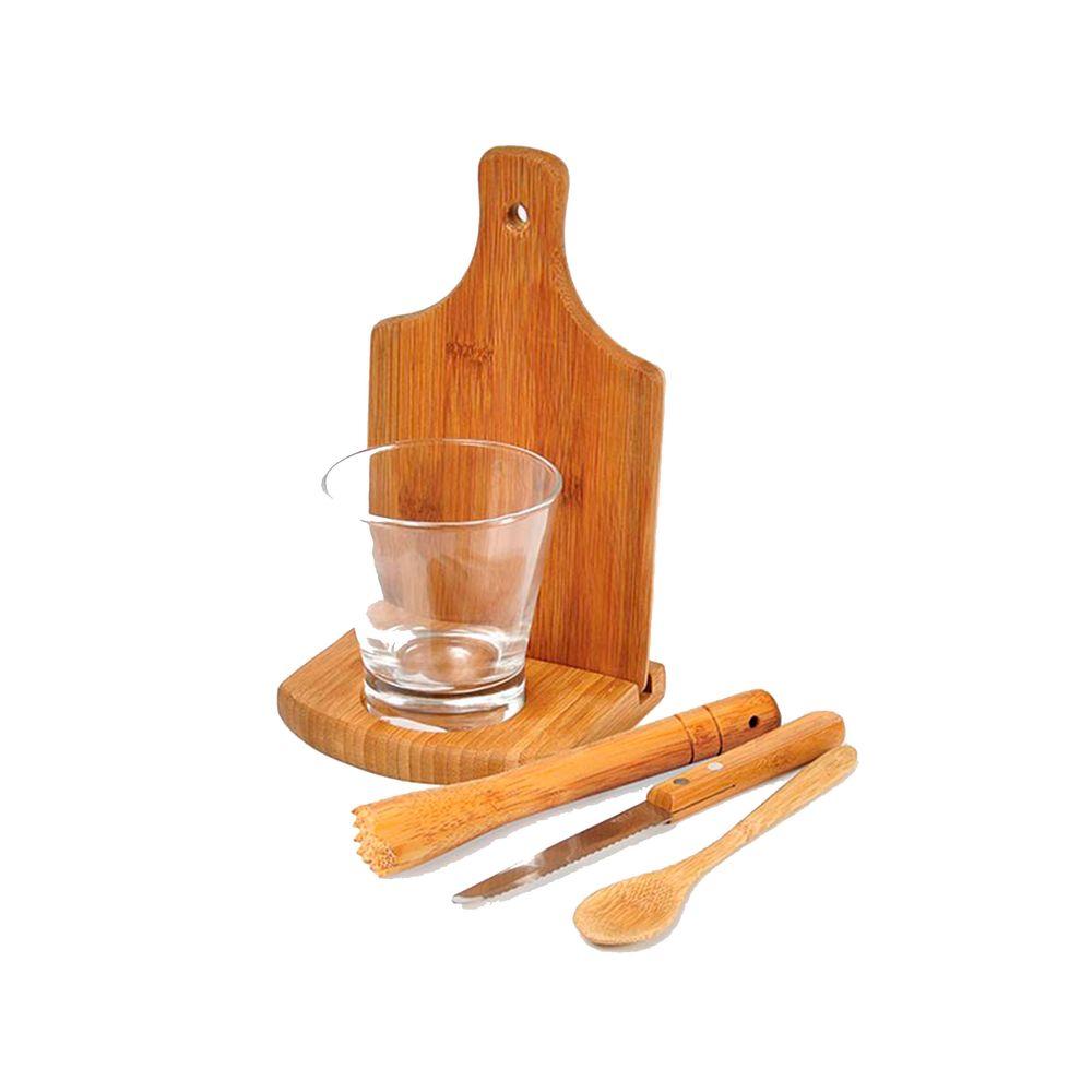 Kit Para Caipirinha Em Bambu Ibiza - 0,35 L - 6 Pçs Welf - 1