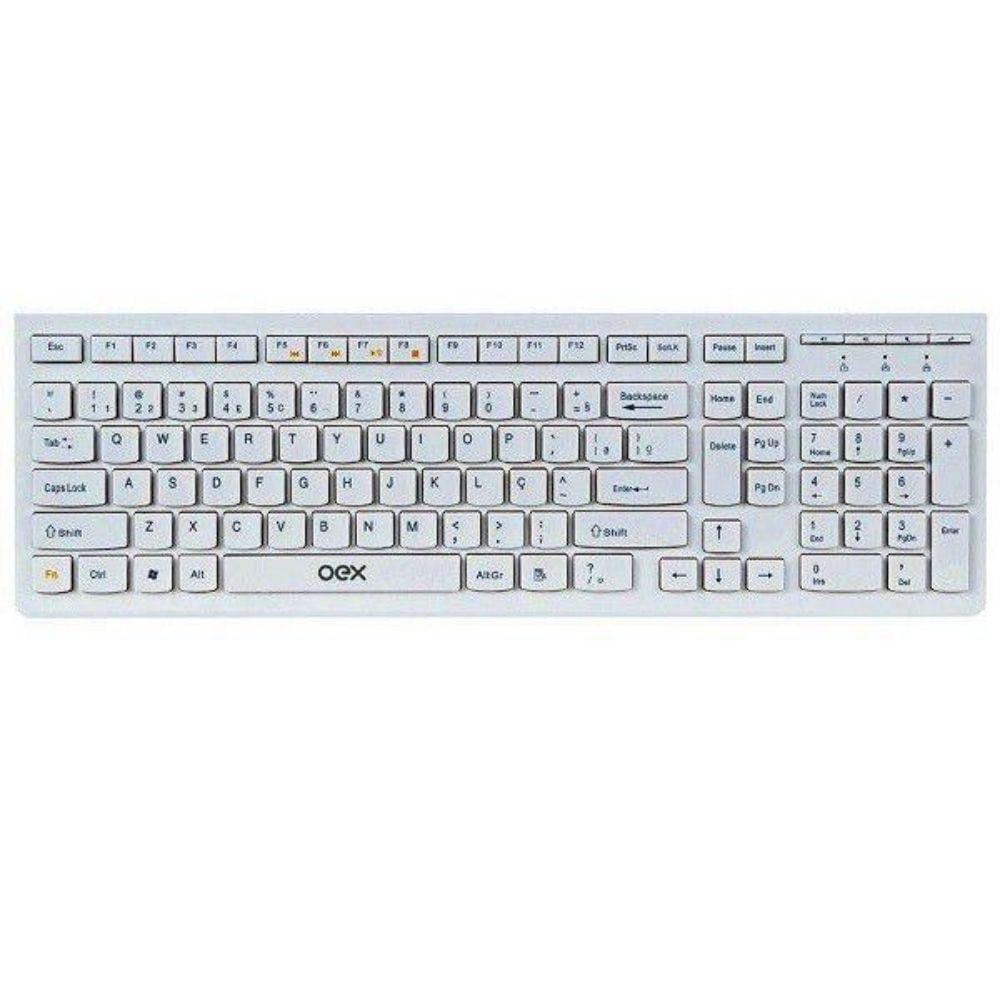 Teclado Multímidia Com Fio Oex Flat Tc300 - 104 Teclas - Branco - 1