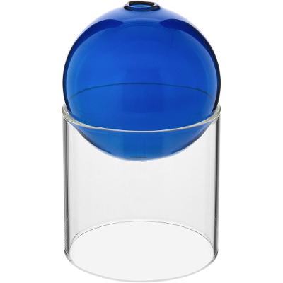 Vaso Esfera com Suporte de Vidro 13x13x13cm Azul