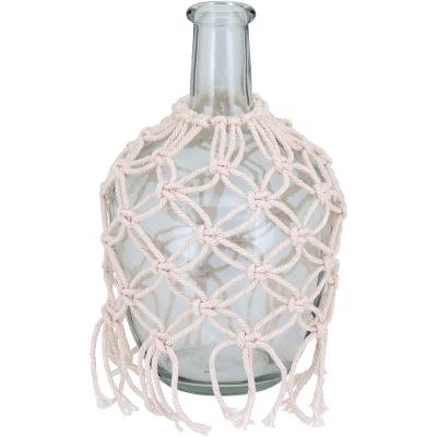 Vaso Garrafa Trama Algodão Vidro 25x12x12cm
