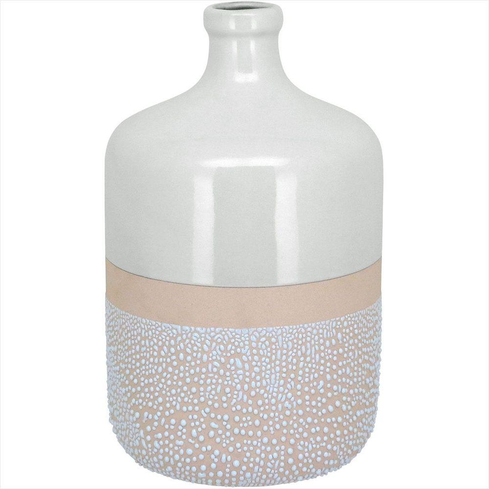 Vaso Cerâmica 30x18x18cm Marfim - Marfim - 1