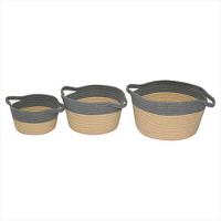 Cesta Tecido Allegra Bege e Cinza 3 Peças - 1