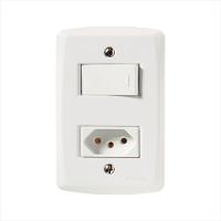 Conjunto 4x2 com 1 Interruptor Paralelo 10 A 250 V e 1 Tomada 2P+T 20 A 250 V Tramontina Lux2 Branco - 1