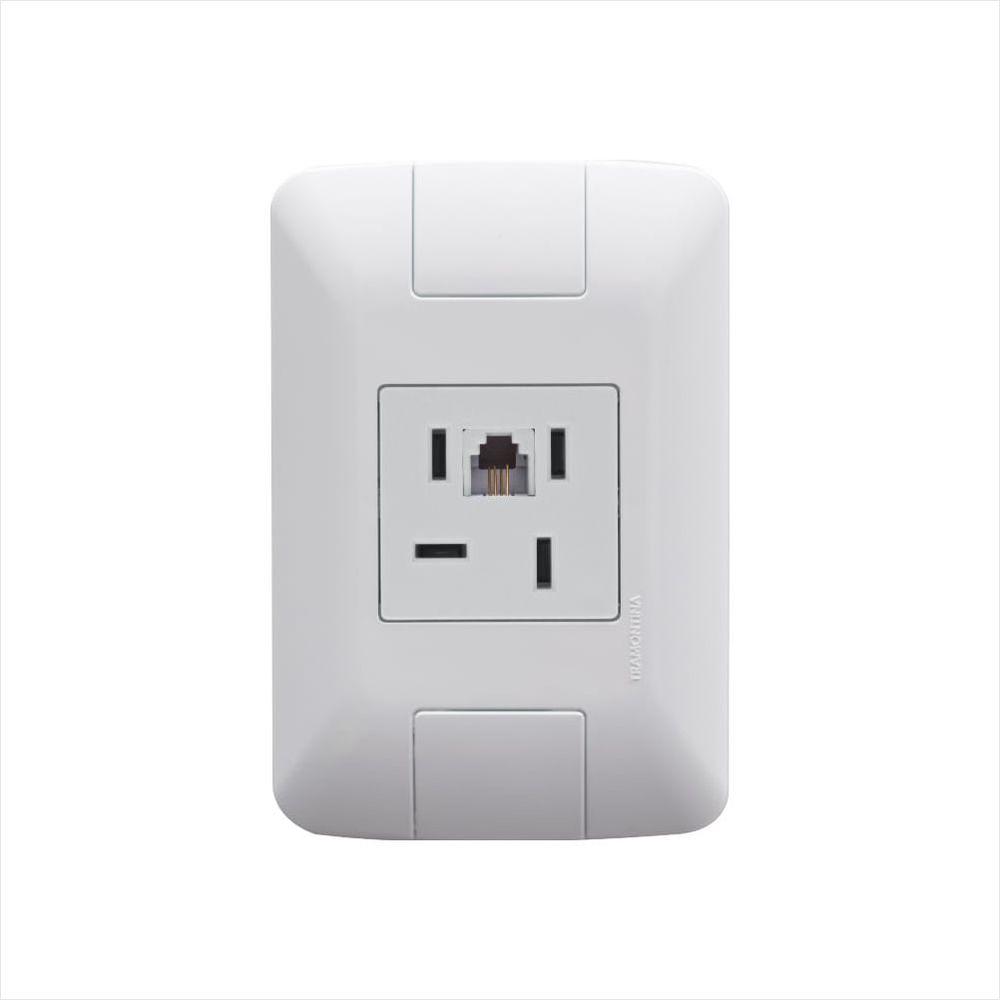 Conjunto 4x2 com 1 Tomada Telefone 4P e RJ11 Tramontina Aria Branco - 1