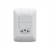 Conjunto 4x2 com 2 Interruptores Simples 6 A 250 V e 1 Tomada 2P+T 10 A 250 V Tramontina Aria Branco - 1