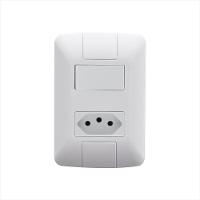 Conjunto 4x2 com 1 Interruptor Paralelo 6 A 250 V e 1 Tomada 2P+T 10 A 250 V Tramontina Aria Branco - 1