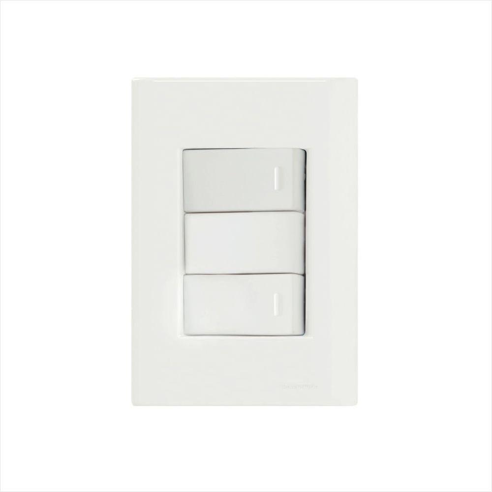Conjunto 4x2 com 2 Interruptores Simples 10 A 250 V Tramontina Giz Branco - 1