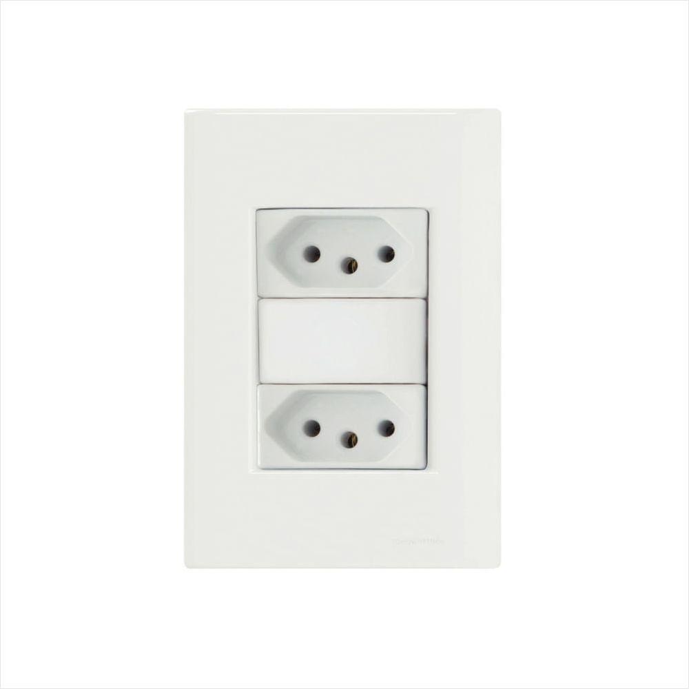 Conjunto 4x2 com 2 Tomadas 2P+T 20 A 250 V Tramontina Giz Branco - 1