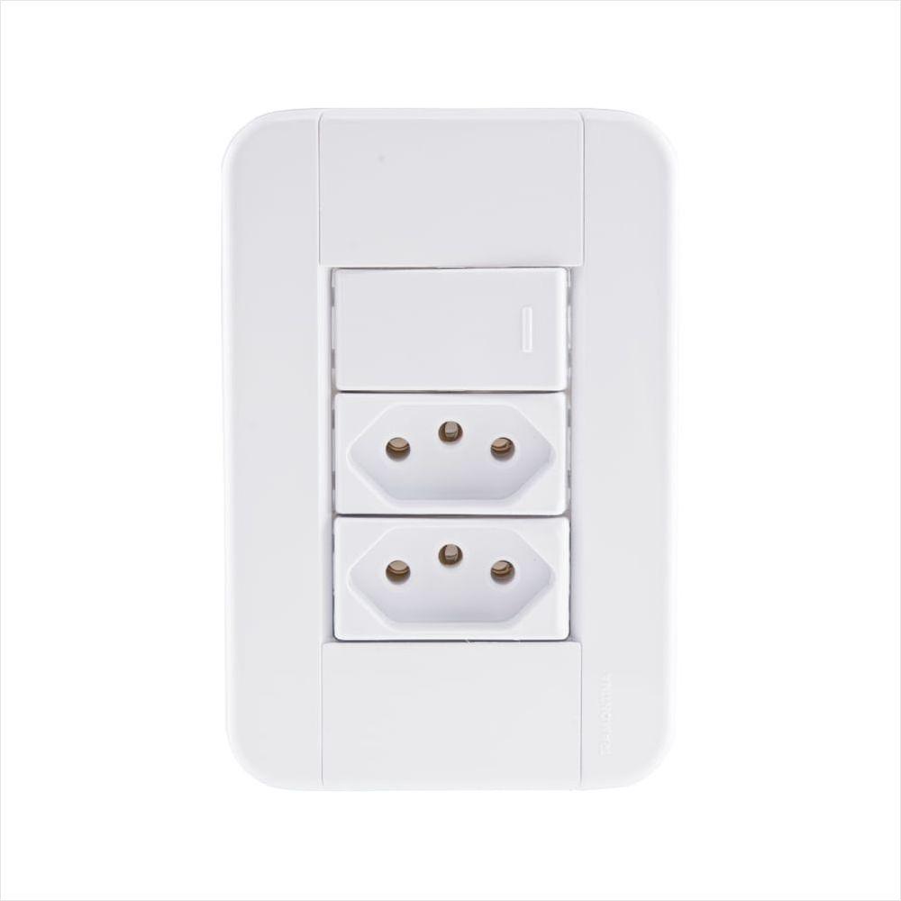 Conjunto 4x2 com 1 Interruptor Simples 10 A 250 V e 2 Tomadas 2P+T 20 A 250 V Tramontina - 1