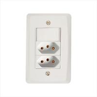 Conjunto 4x2 com 1 Interruptor Simples 10 A 250 V e 2 Tomadas 2P+T 20 A 250 V Tramontina Lux2 Branco - 1
