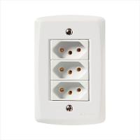 Conjunto 4x2 com 3 Tomadas 2P+T 10 Amperes 250 Volts Tramontina Lux2 Branco - 1