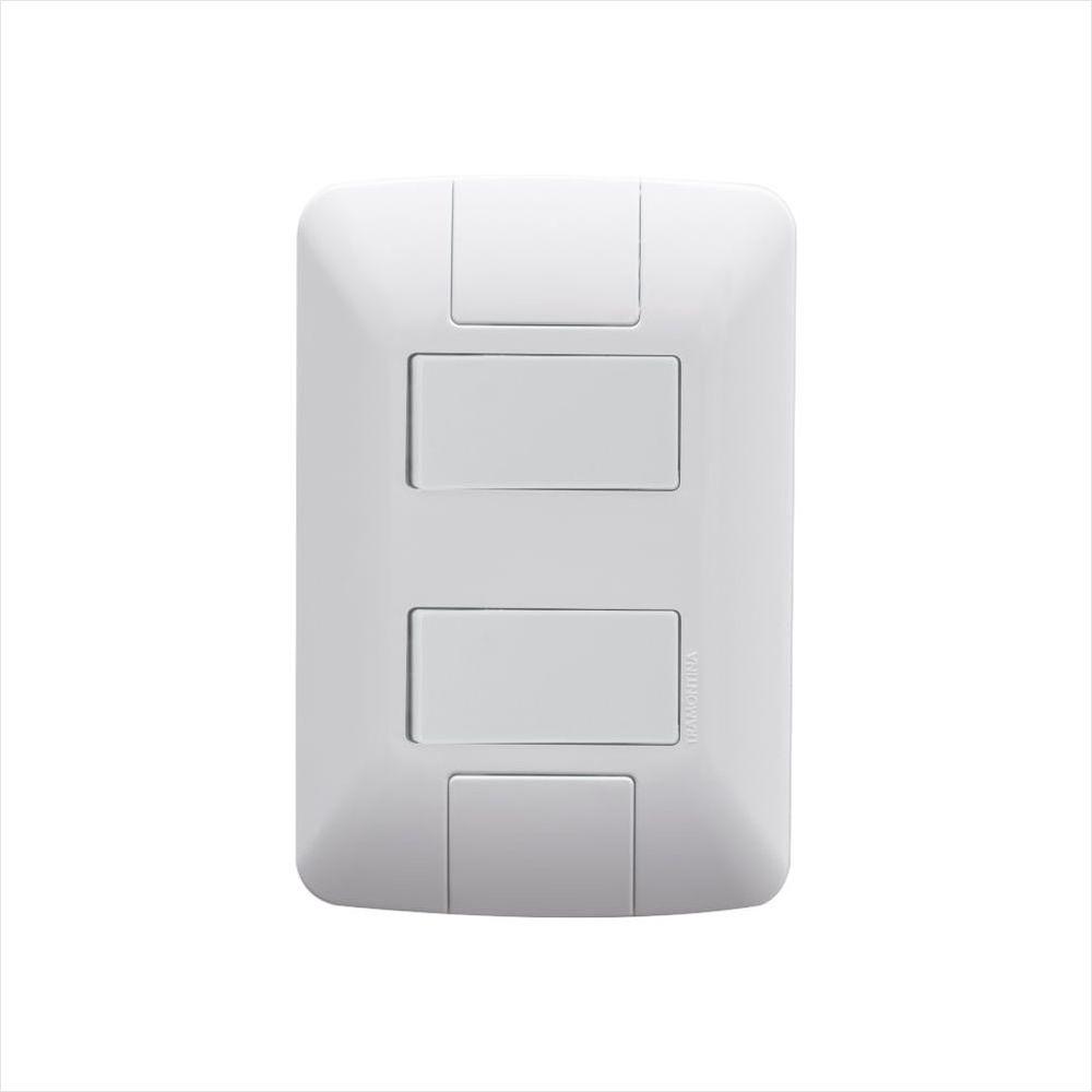 Conjunto 4x2 com 1 Interruptor Simples 6 A 250 V e 1 Interruptor Paralelo 6 A 250 V Tramontina Aria Branco - 1