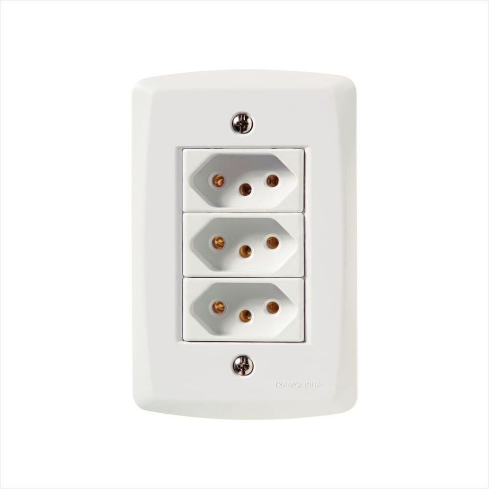Conjunto 4x2 com 3 Tomadas 2P+T 20 A 250 V Tramontina Lux2 Branco - 1