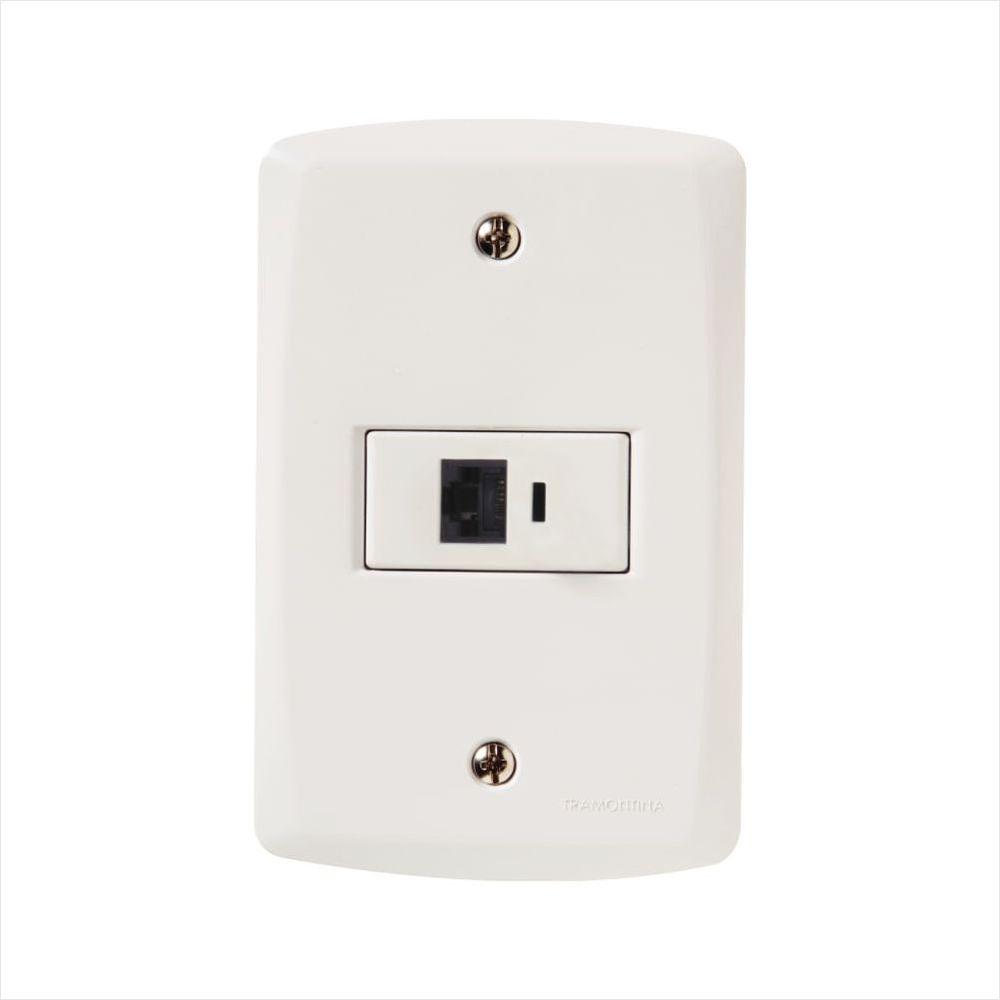 Conjunto 4x2 com 1 Tomada Telefone RJ11 Tramontina Lux2 Branco - 1
