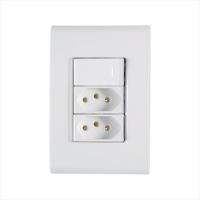Conjunto 4x2 com 1 Interruptor Simples 10 A 250 V e 2 Tomadas 2P+T 10 A 250 V Tramontina Liz Branco - 1