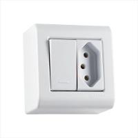 "Caixa de Sobrepor com 1 Interruptor Simples 10 A 250 V e 1 Tomada 2P+T 20 A 250 V Tramontina	" - 1