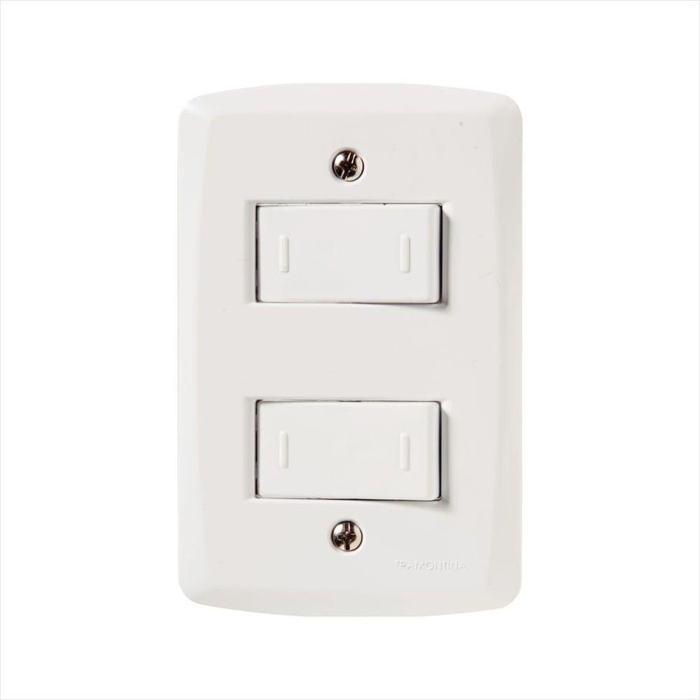 Conjunto 4x2 com 2 Interruptores Paralelos 10 A 250 V Tramontina Lux2 Branco - 1