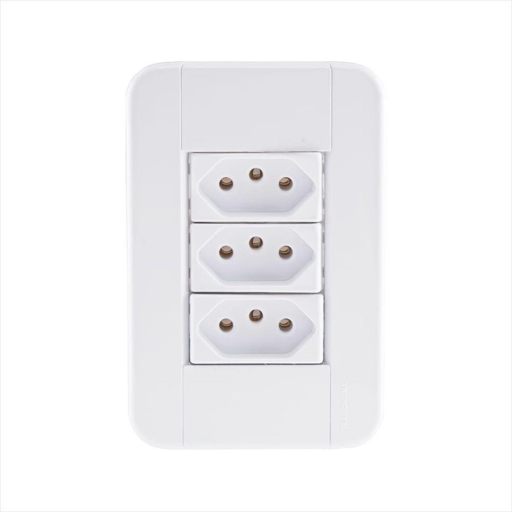 Conjunto 4x2 com 3 Tomadas 2P+T 10 A 250 V Tramontina Tablet Branco - 1