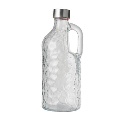 Garrafa Vidro Relevo Alça Hauskraft 1L