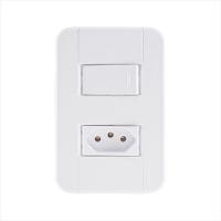 Conjunto 4x2 com 1 Interruptor Simples 10 A 250 V e 1 Tomada 2P+T 20 A 250 V Tramontina Tablet Branco - 1