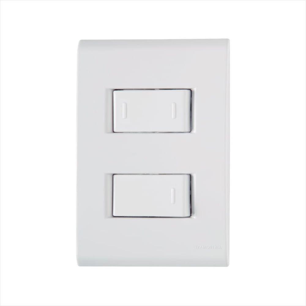 Conjunto 4x2 com 1 Interruptor Simples 10 A 250 V e 1 Interruptor Paralelo 10 A 250 V Tramontina Liz Branco - 1