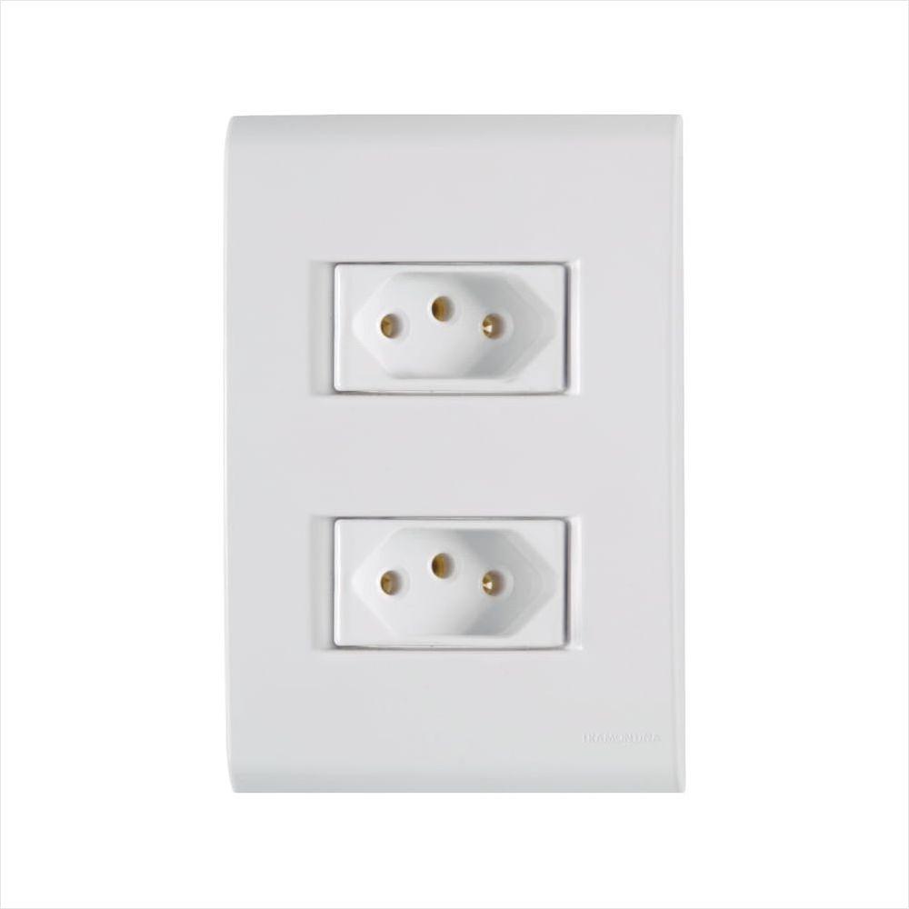 Conjunto 4x2 com 2 Tomadas 2P+T Tramontina 10 A 250 V Liz Branco 120 unidades - 1