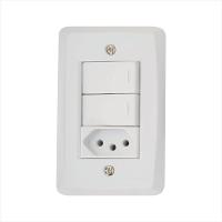 Conjunto 4x2 com 2 Interruptores Paralelos 10 A 250 V e 1 Tomada 2P+T 10 A 250 V Tramontina Lux2 Branco - 1