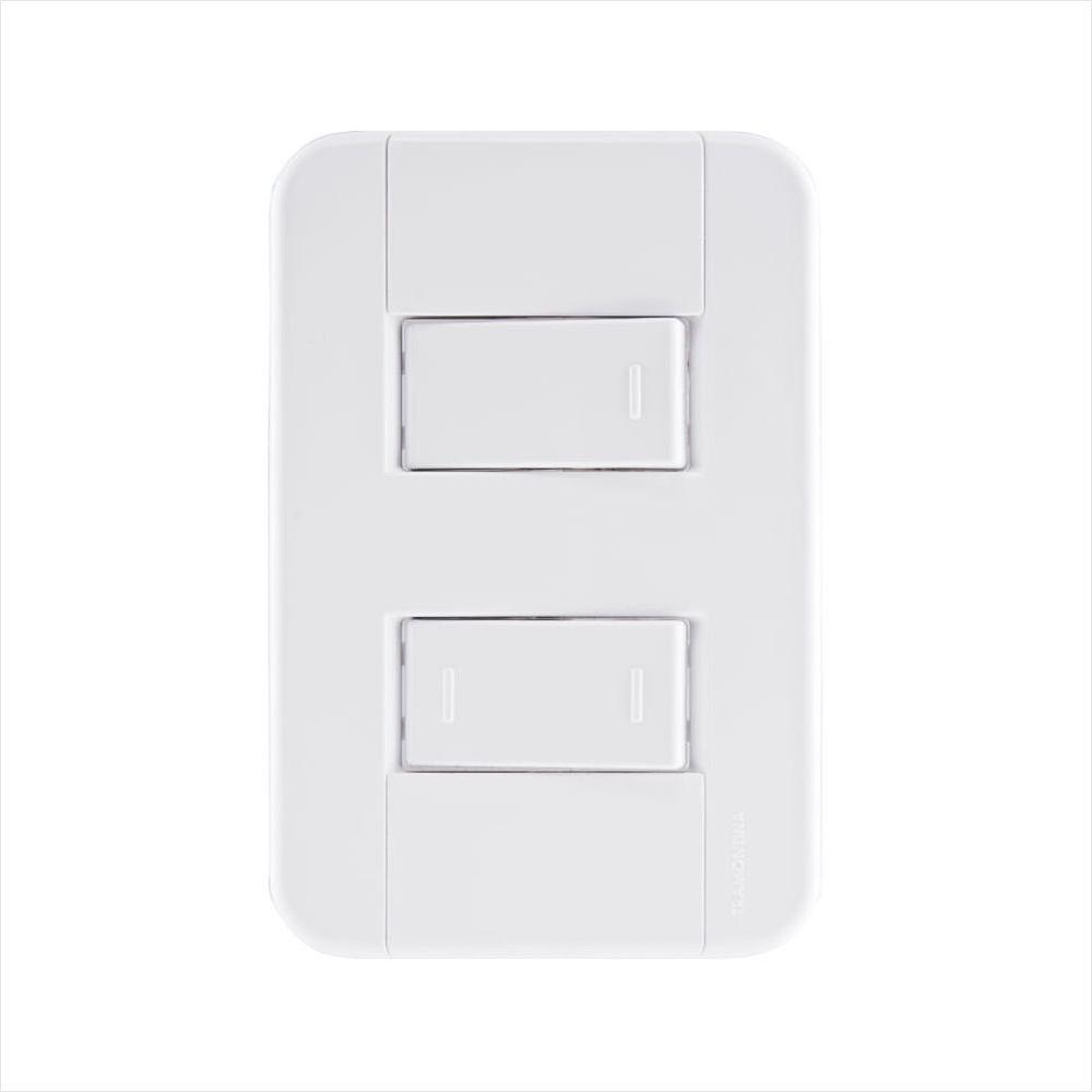 Conjunto 4x2 com 1 Interruptor Simples 10 A 250 V e 1 Interruptor Paralelo 10 A 250 V Tramontina Tablet Branco - 1