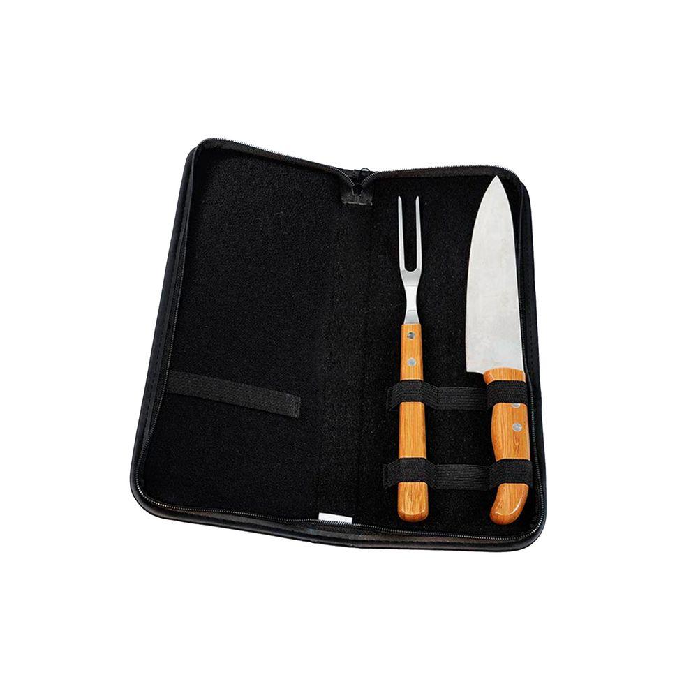 Conjunto Garfo E Faca Inox/Bambu Com Estojo Frankfurt - 3 Pçs Welf - 1