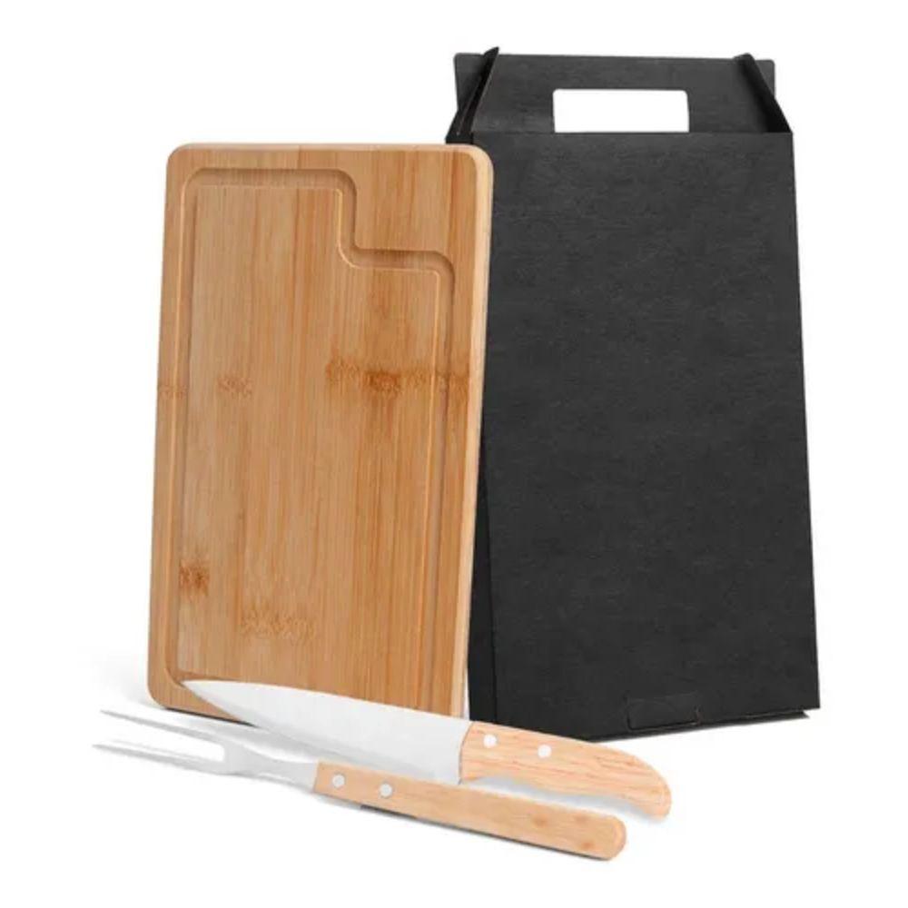 Kit Para Churrasco Em Bambu/Inox - 3 Pçs Welf - 4