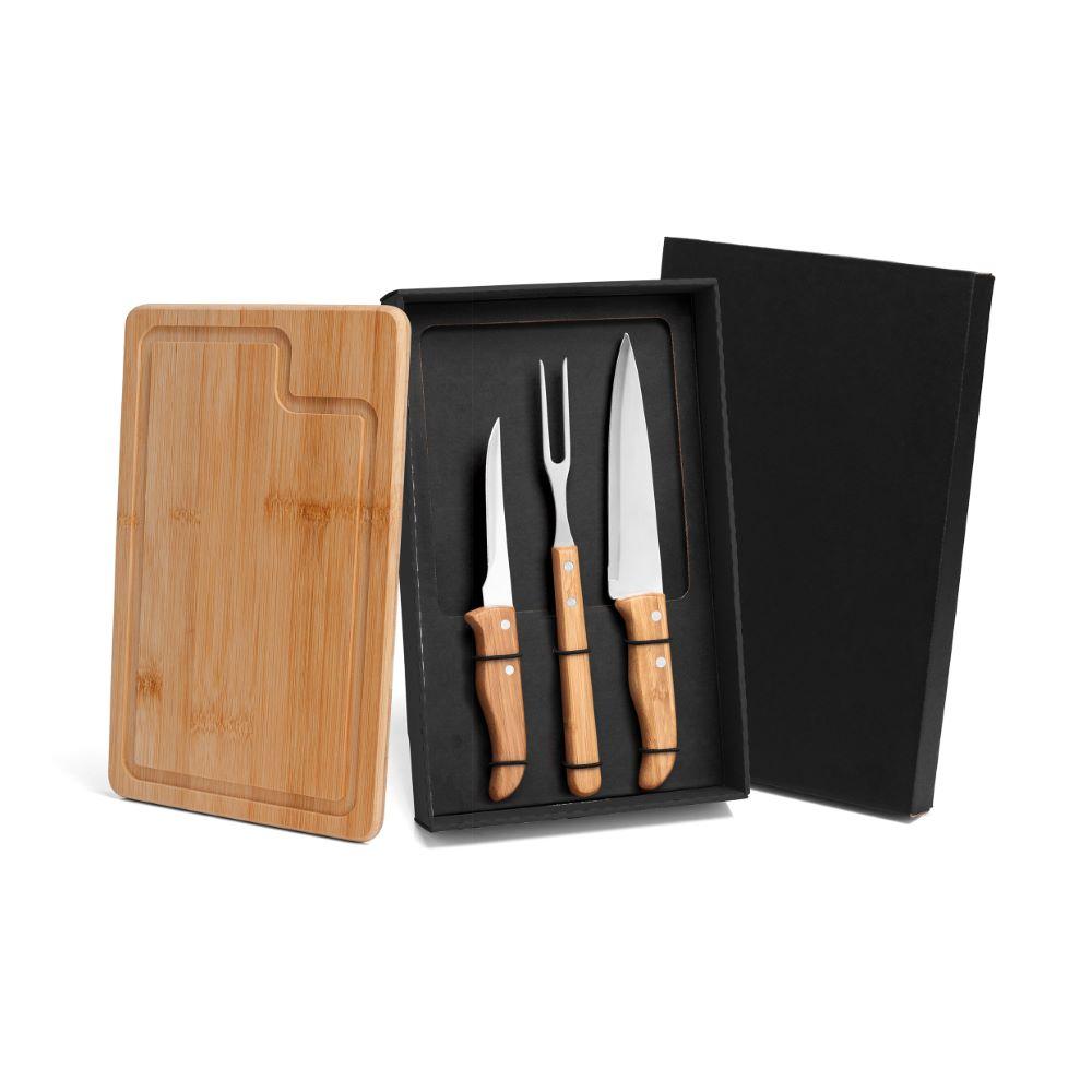 Kit Para Churrasco Em Bambu/Inox - 4 Pçs Welf - 1