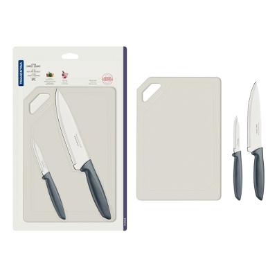Kit Faca Carne/Legumes Inox 3 Peças Plenus Cinza Tramontina