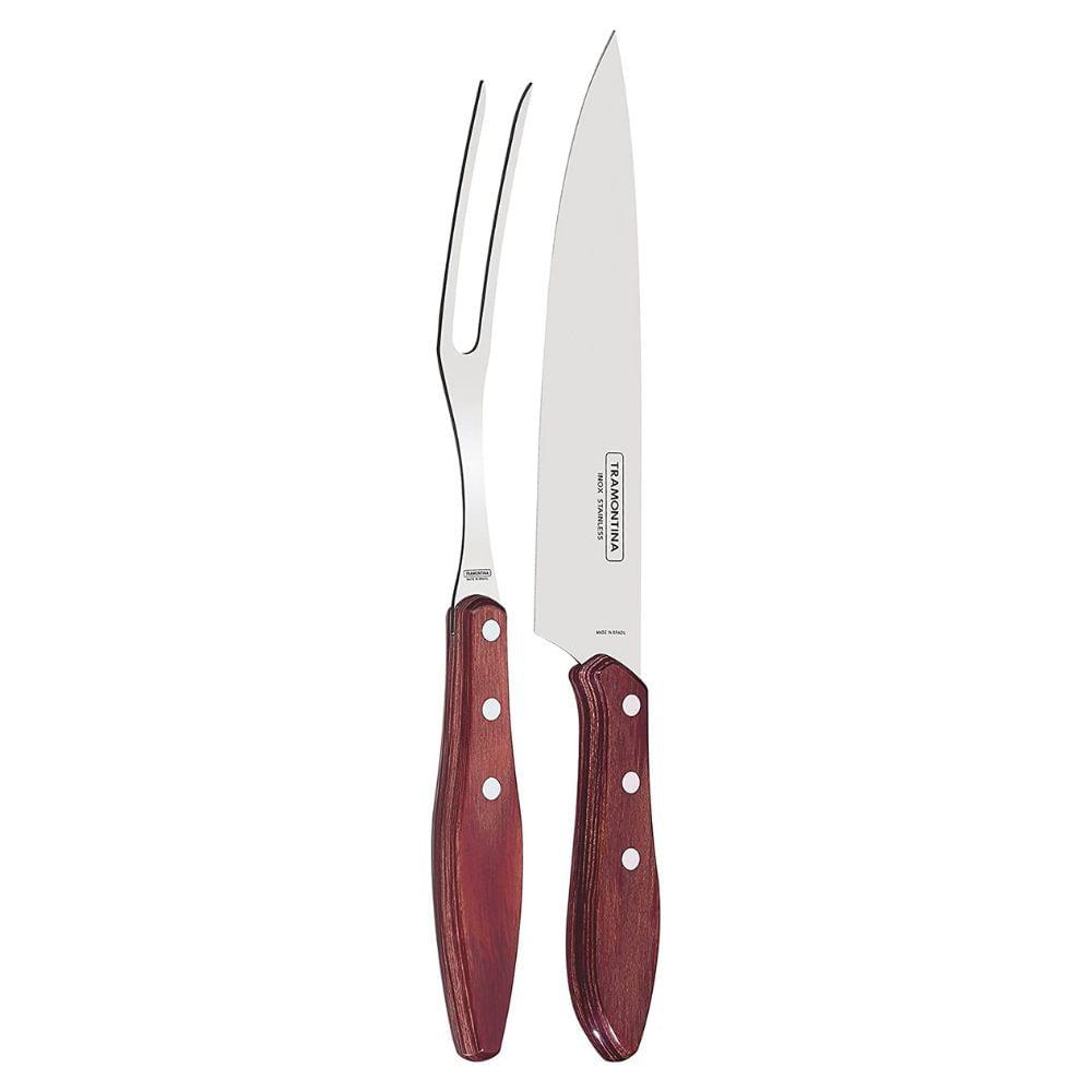 Jogo Faca e Garfo Trinchante Churrasco Inox Polywood Tramontina - 3