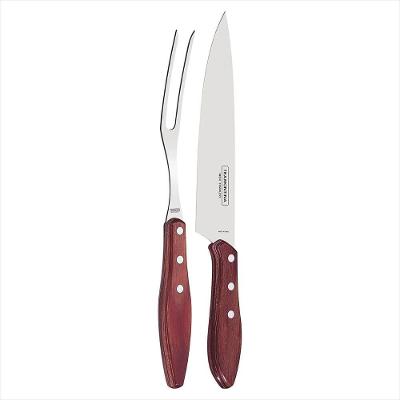 Jogo Faca e Garfo Trinchante Tramontina Aço Inox Polywood