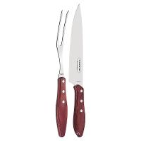 Jogo Faca e Garfo Trinchante Churrasco Inox Polywood Tramontina