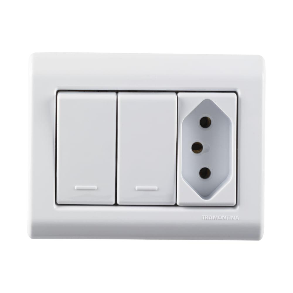 Caixa de Sobrepor com 2 Interruptores Simples 10 A 250 V e 1 Tomada 2P+T 10 A 250 V Tramontina - 3