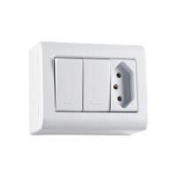 Caixa de Sobrepor com 2 Interruptores Simples 10 A 250 V e 1 Tomada 2P+T 10 A 250 V Tramontina - 1
