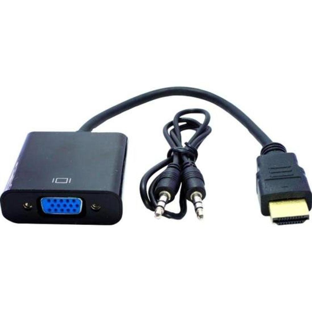 Conversor Com Saida de Audio HDMI X VGA Preto Storm - 1