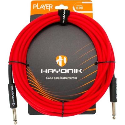Cabo Para Instrumentos Player P10 x P10 5m Vermelho Hayonik